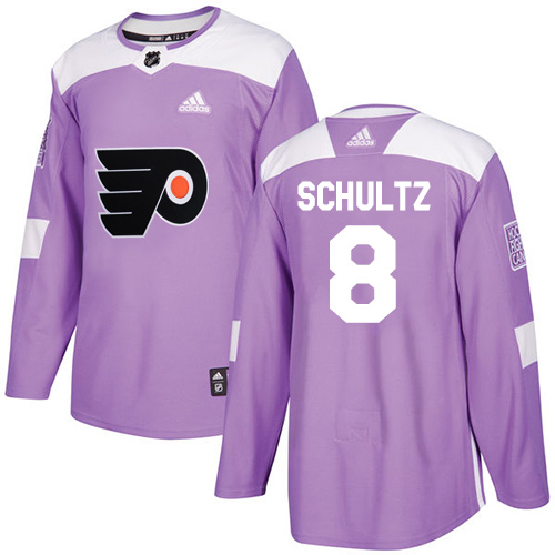 Adidas Flyers #8 Dave Schultz Purple Authentic Fights Cancer Stitched NHL Jersey - Click Image to Close